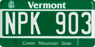 VT license plate NPK903