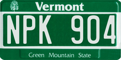 VT license plate NPK904