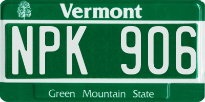 VT license plate NPK906