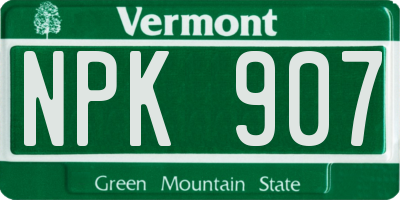 VT license plate NPK907