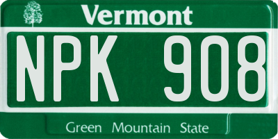 VT license plate NPK908