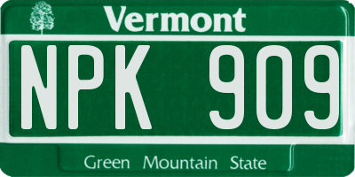 VT license plate NPK909