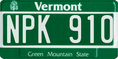 VT license plate NPK910