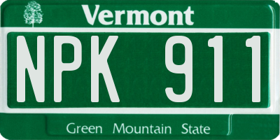 VT license plate NPK911