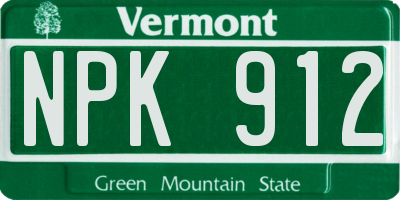 VT license plate NPK912