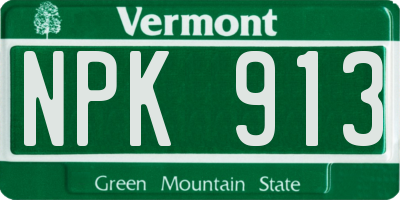 VT license plate NPK913