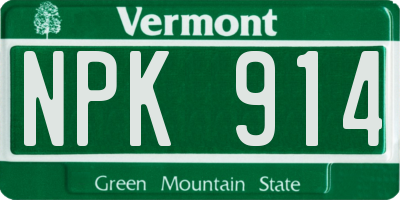 VT license plate NPK914