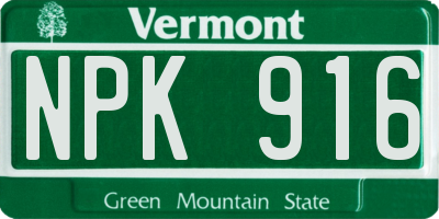 VT license plate NPK916