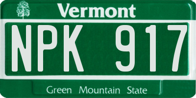 VT license plate NPK917