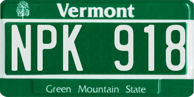 VT license plate NPK918