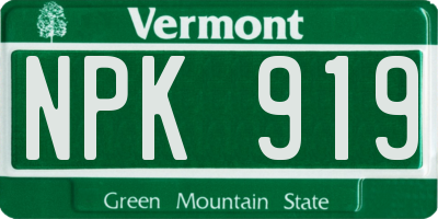 VT license plate NPK919