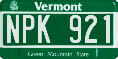 VT license plate NPK921