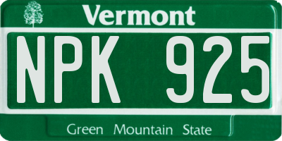 VT license plate NPK925