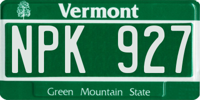 VT license plate NPK927