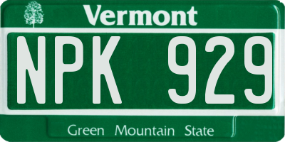VT license plate NPK929