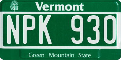 VT license plate NPK930