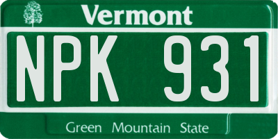 VT license plate NPK931
