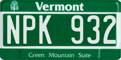VT license plate NPK932