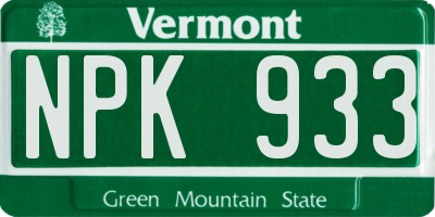 VT license plate NPK933
