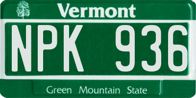 VT license plate NPK936