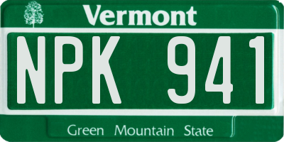 VT license plate NPK941