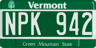 VT license plate NPK942