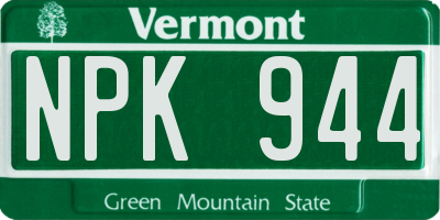 VT license plate NPK944