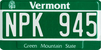 VT license plate NPK945