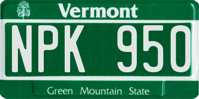 VT license plate NPK950