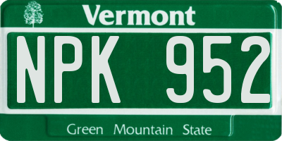 VT license plate NPK952