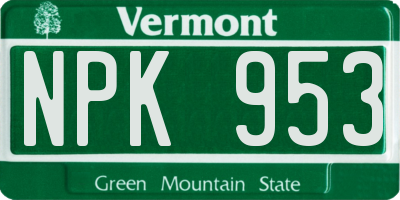 VT license plate NPK953