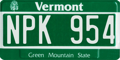 VT license plate NPK954