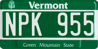 VT license plate NPK955