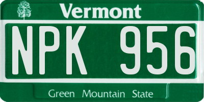 VT license plate NPK956