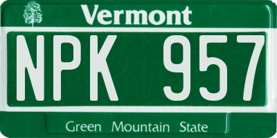 VT license plate NPK957