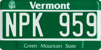 VT license plate NPK959