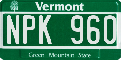 VT license plate NPK960
