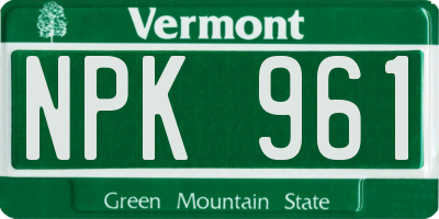 VT license plate NPK961