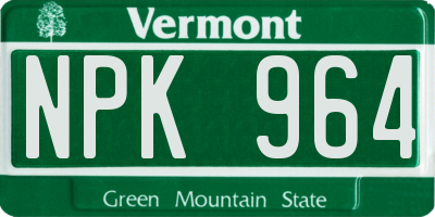 VT license plate NPK964