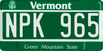 VT license plate NPK965