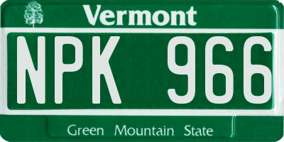VT license plate NPK966