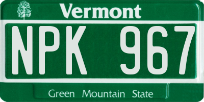 VT license plate NPK967