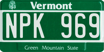 VT license plate NPK969