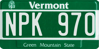 VT license plate NPK970