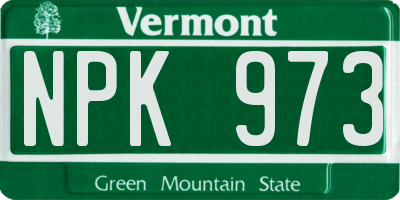 VT license plate NPK973
