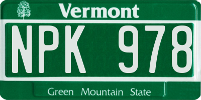 VT license plate NPK978