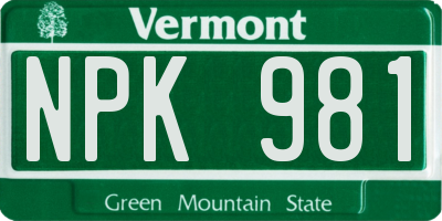 VT license plate NPK981