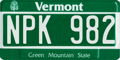 VT license plate NPK982