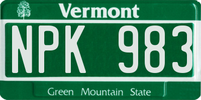 VT license plate NPK983