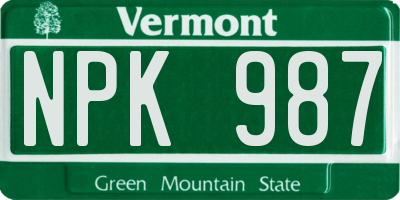 VT license plate NPK987